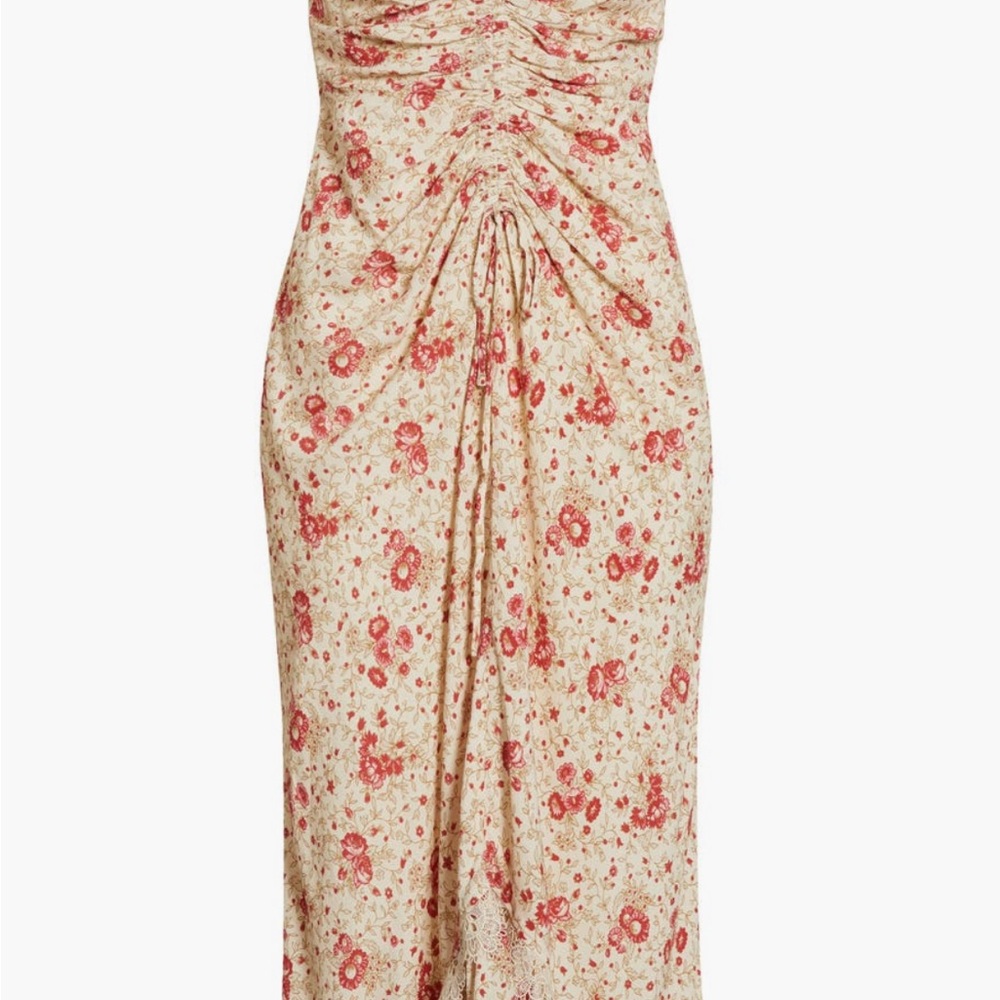 Cinq a Sept Stevie Ruched Lace Trim Cocktail Dress - Picture 10 of 12